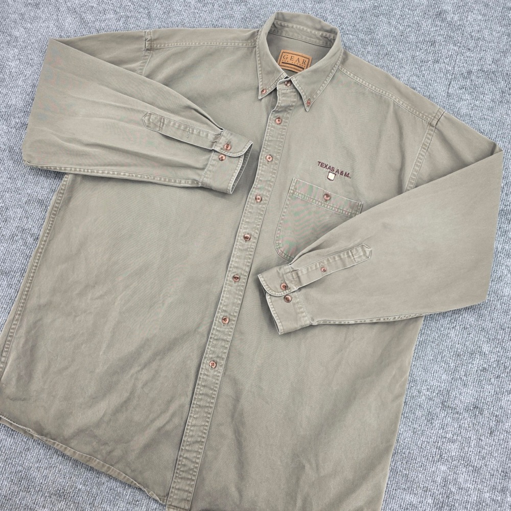 Gear For Sports Texas A&M Aggies Mens XL Khaki Twill Button Down Shirt LS